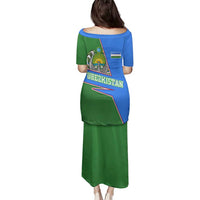 Uzbekistan Family Matching Puletasi and Hawaiian Shirt with National Coat of Arms and Modern Gradient Design - Wonder Print Shop