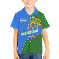 Uzbekistan Family Matching Puletasi and Hawaiian Shirt with National Coat of Arms and Modern Gradient Design - Wonder Print Shop