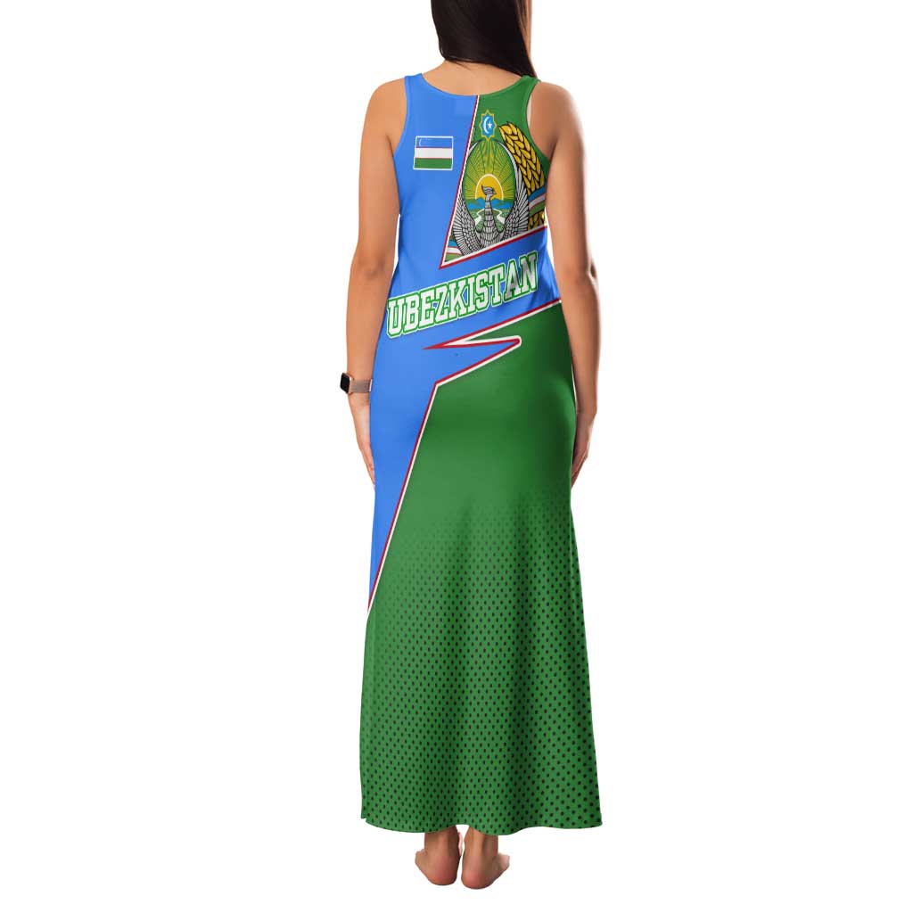 Uzbekistan Family Matching Tank Maxi Dress and Hawaiian Shirt with National Coat of Arms and Modern Gradient Design - Wonder Print Shop