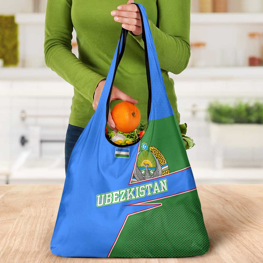Uzbekistan Grocery Bag with National Coat of Arms and Modern Gradient Design - Wonder Print Shop