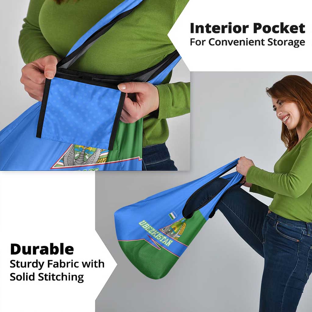 Uzbekistan Grocery Bag with National Coat of Arms and Modern Gradient Design - Wonder Print Shop