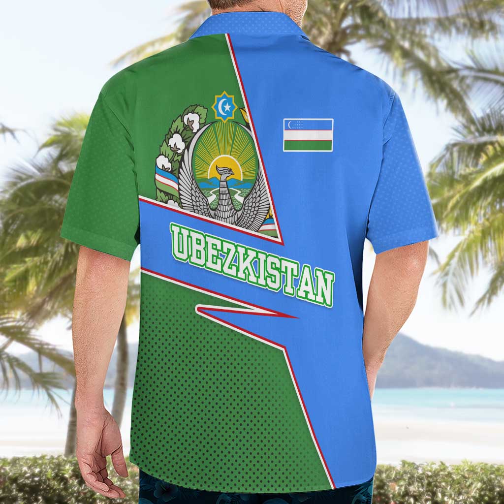 Uzbekistan Hawaiian Shirt with National Coat of Arms and Modern Gradient Design - Wonder Print Shop