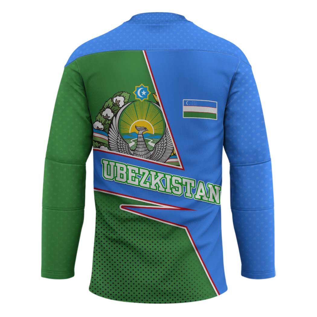 Uzbekistan Hockey Jersey with National Coat of Arms and Modern Gradient Design - Wonder Print Shop