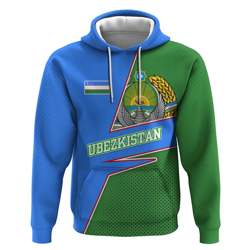 Uzbekistan Hoodie with National Coat of Arms and Modern Gradient Design - Wonder Print Shop