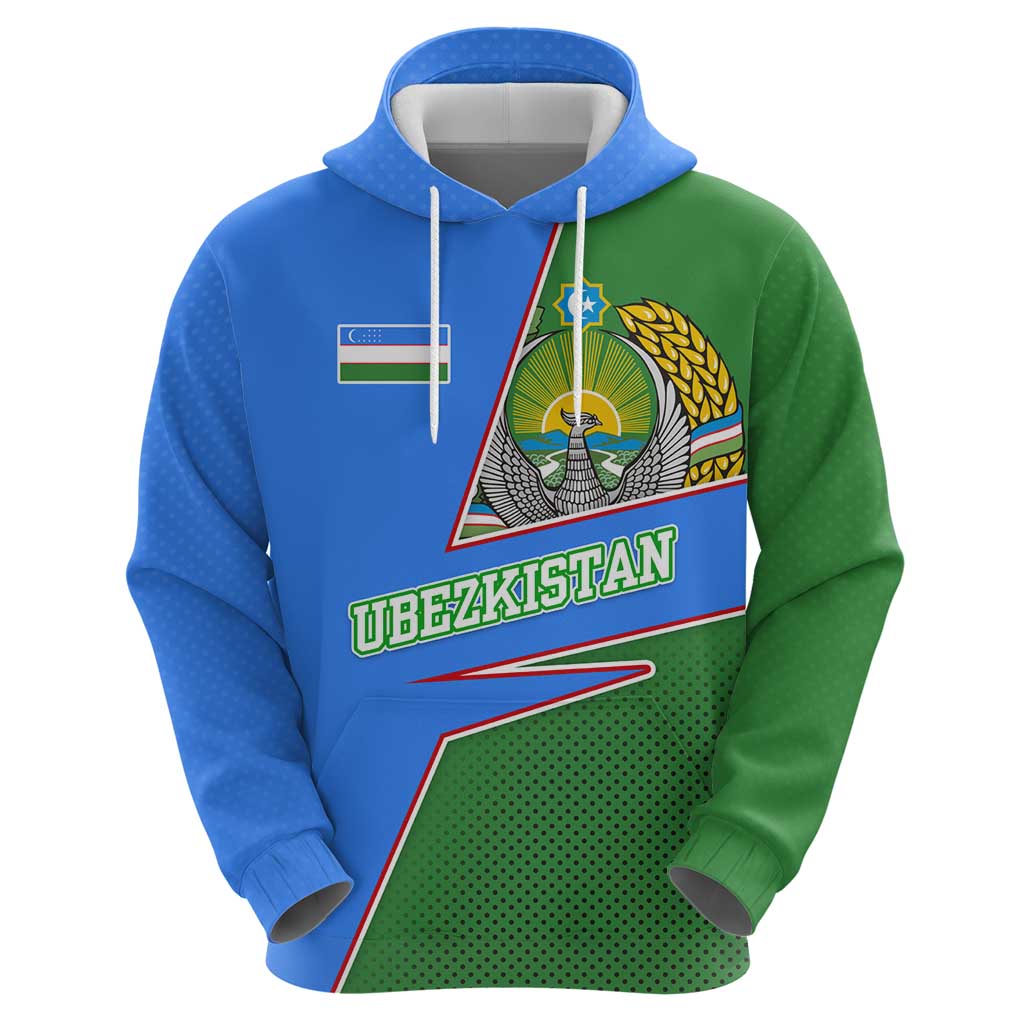 Uzbekistan Hoodie with National Coat of Arms and Modern Gradient Design - Wonder Print Shop
