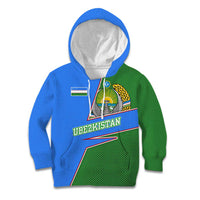 Uzbekistan Kid Hoodie with National Coat of Arms and Modern Gradient Design - Wonder Print Shop