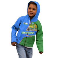 Uzbekistan Kid Hoodie with National Coat of Arms and Modern Gradient Design - Wonder Print Shop