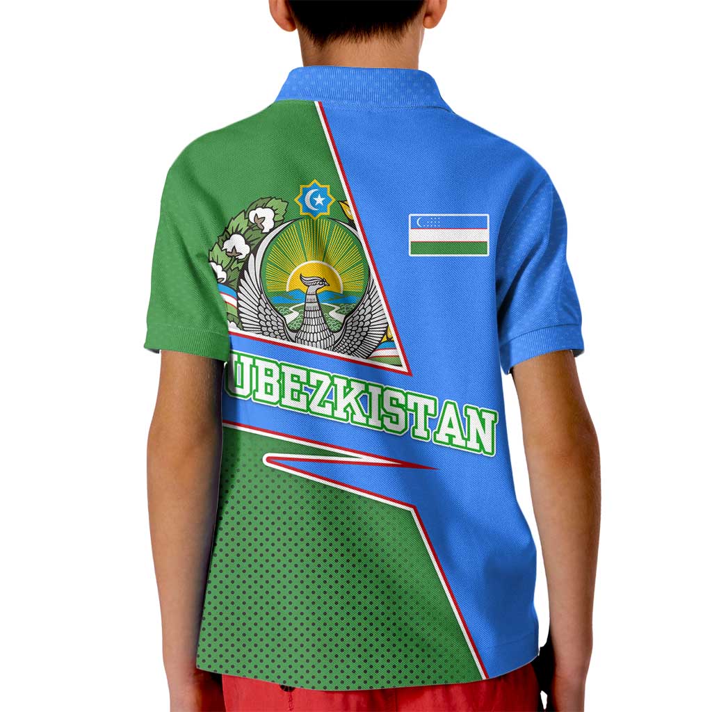 Uzbekistan Kid Polo Shirt with National Coat of Arms and Modern Gradient Design - Wonder Print Shop