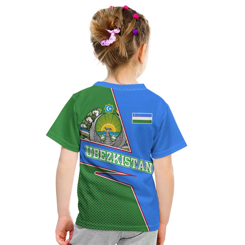 Uzbekistan Kid T Shirt with National Coat of Arms and Modern Gradient Design - Wonder Print Shop