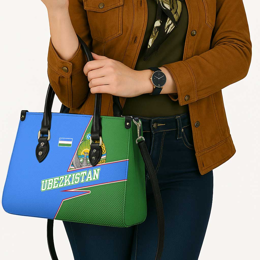 Uzbekistan Leather Bag with National Coat of Arms and Modern Gradient Design - Wonder Print Shop