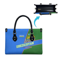Uzbekistan Leather Bag with National Coat of Arms and Modern Gradient Design - Wonder Print Shop