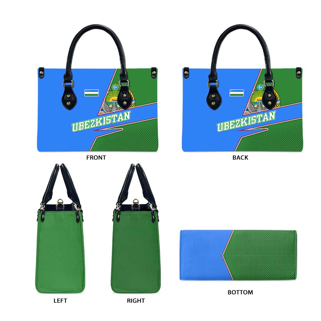 Uzbekistan Leather Bag with National Coat of Arms and Modern Gradient Design - Wonder Print Shop