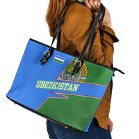 Uzbekistan Leather Tote Bag with National Coat of Arms and Modern Gradient Design - Wonder Print Shop