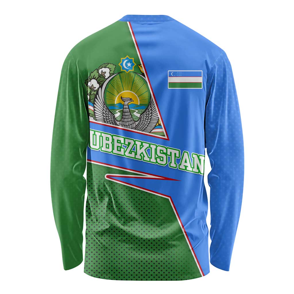 Uzbekistan Long Sleeve Shirt with National Coat of Arms and Modern Gradient Design - Wonder Print Shop