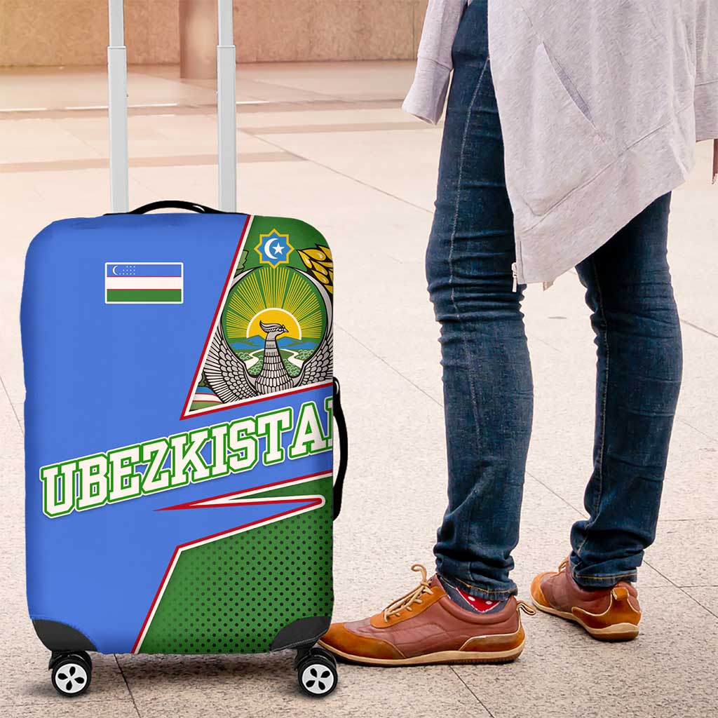 Uzbekistan Luggage Cover with National Coat of Arms and Modern Gradient Design - Wonder Print Shop