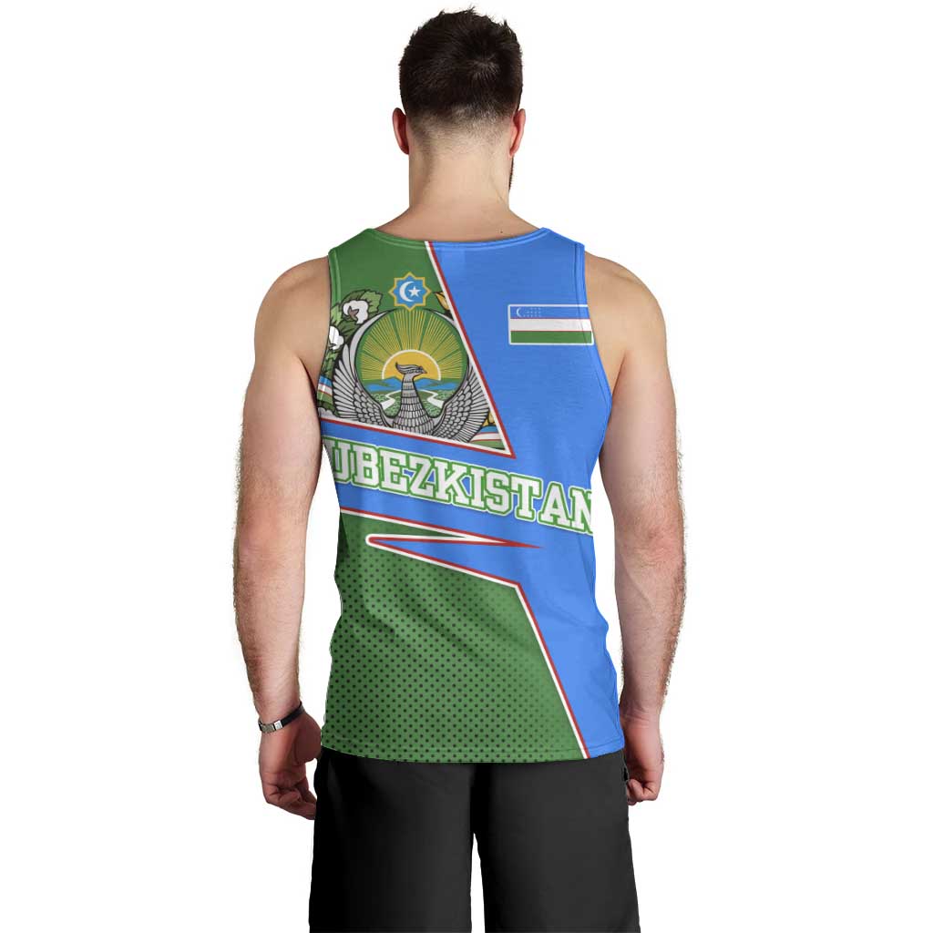 Uzbekistan Men Tank Top with National Coat of Arms and Modern Gradient Design - Wonder Print Shop