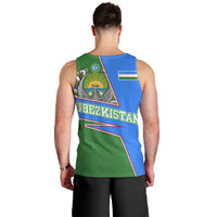Uzbekistan Men Tank Top with National Coat of Arms and Modern Gradient Design - Wonder Print Shop