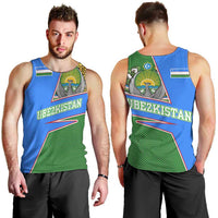 Uzbekistan Men Tank Top with National Coat of Arms and Modern Gradient Design - Wonder Print Shop