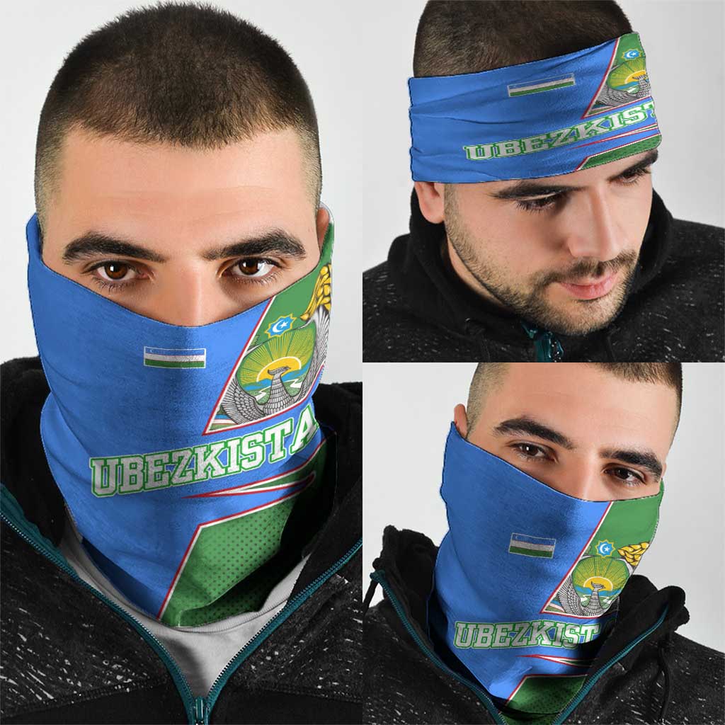 Uzbekistan Neck Gaiter with National Coat of Arms and Modern Gradient Design TS04