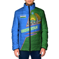 Uzbekistan Padded Jacket with National Coat of Arms and Modern Gradient Design - Wonder Print Shop
