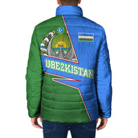 Uzbekistan Padded Jacket with National Coat of Arms and Modern Gradient Design - Wonder Print Shop