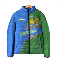 Uzbekistan Padded Jacket with National Coat of Arms and Modern Gradient Design - Wonder Print Shop