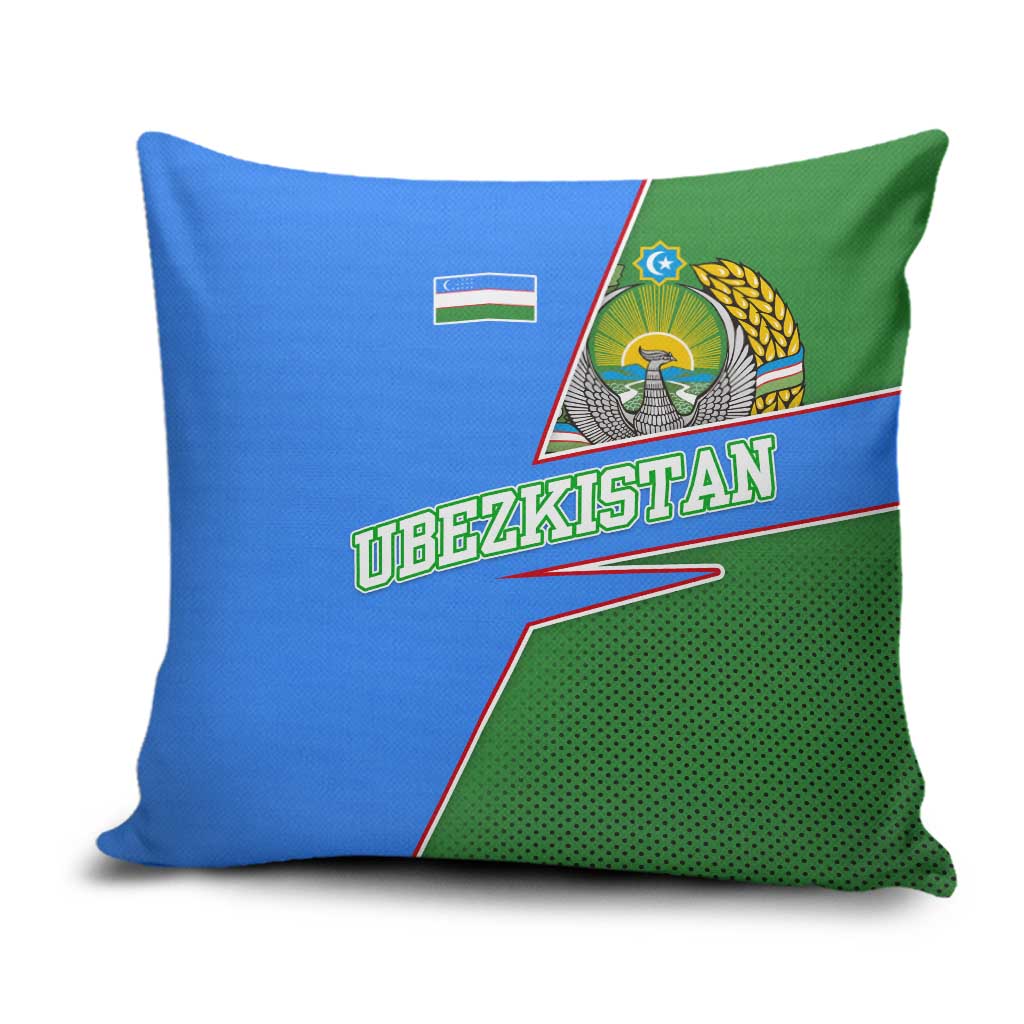 Uzbekistan Pillow Cover with National Coat of Arms and Modern Gradient Design - Wonder Print Shop