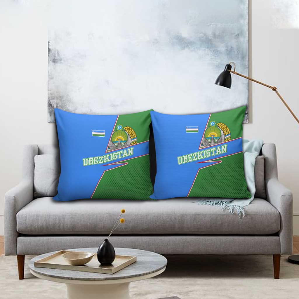Uzbekistan Pillow Cover with National Coat of Arms and Modern Gradient Design - Wonder Print Shop