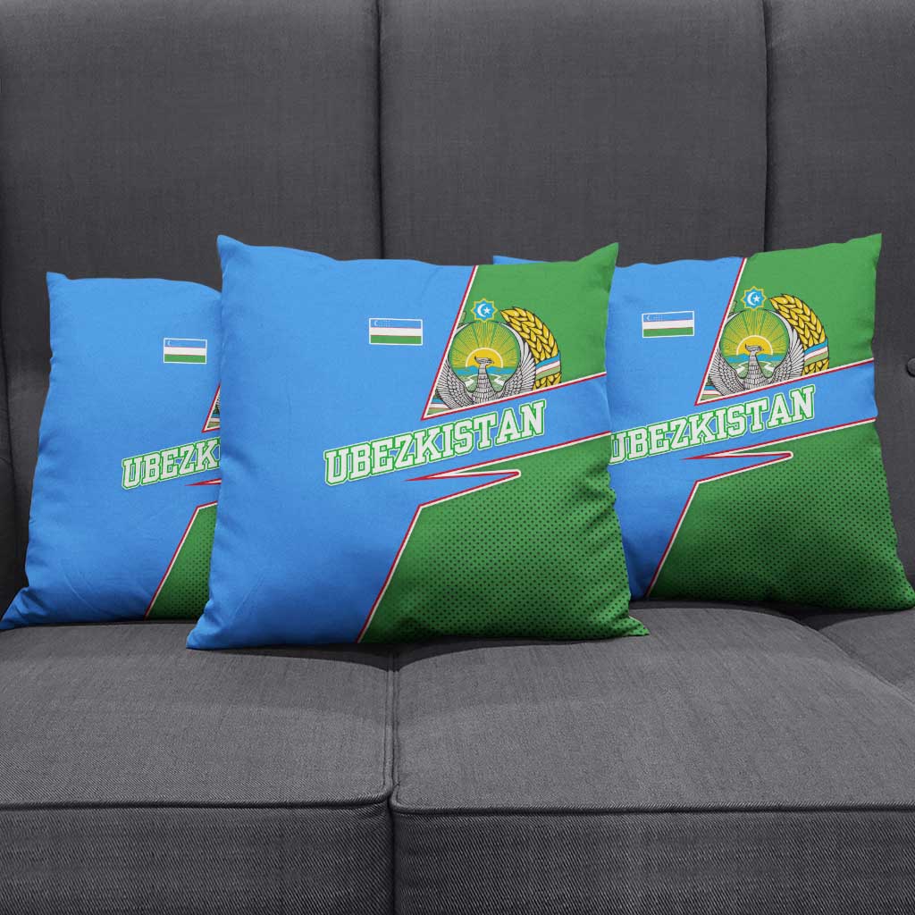 Uzbekistan Pillow Cover with National Coat of Arms and Modern Gradient Design - Wonder Print Shop