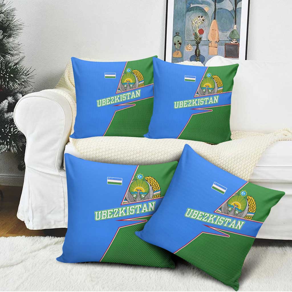 Uzbekistan Pillow Cover with National Coat of Arms and Modern Gradient Design - Wonder Print Shop