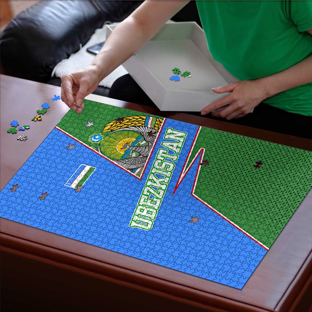 Uzbekistan Puzzle with National Coat of Arms and Modern Gradient Design - Wonder Print Shop