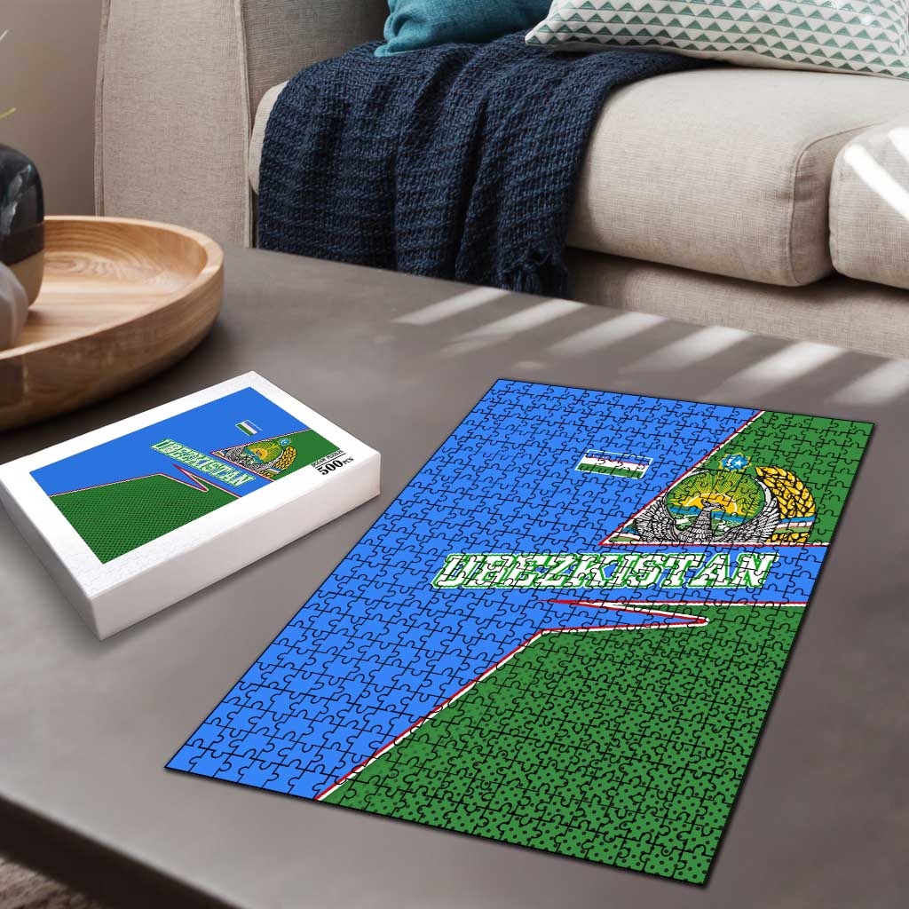 Uzbekistan Puzzle with National Coat of Arms and Modern Gradient Design - Wonder Print Shop