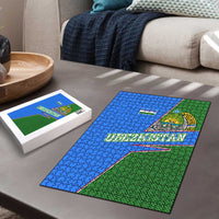 Uzbekistan Puzzle with National Coat of Arms and Modern Gradient Design - Wonder Print Shop