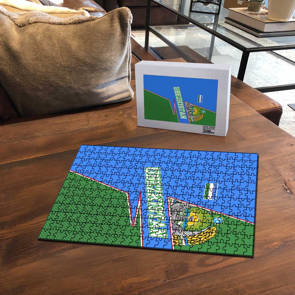 Uzbekistan Puzzle with National Coat of Arms and Modern Gradient Design - Wonder Print Shop