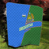 Uzbekistan Quilt with National Coat of Arms and Modern Gradient Design - Wonder Print Shop