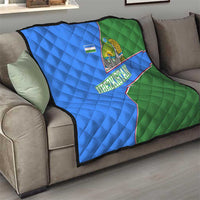 Uzbekistan Quilt with National Coat of Arms and Modern Gradient Design - Wonder Print Shop