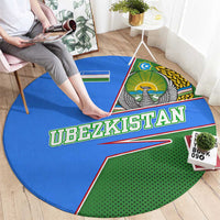 Uzbekistan Round Carpet with National Coat of Arms and Modern Gradient Design - Wonder Print Shop