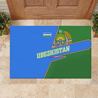 Uzbekistan Rubber Doormat with National Coat of Arms and Modern Gradient Design - Wonder Print Shop