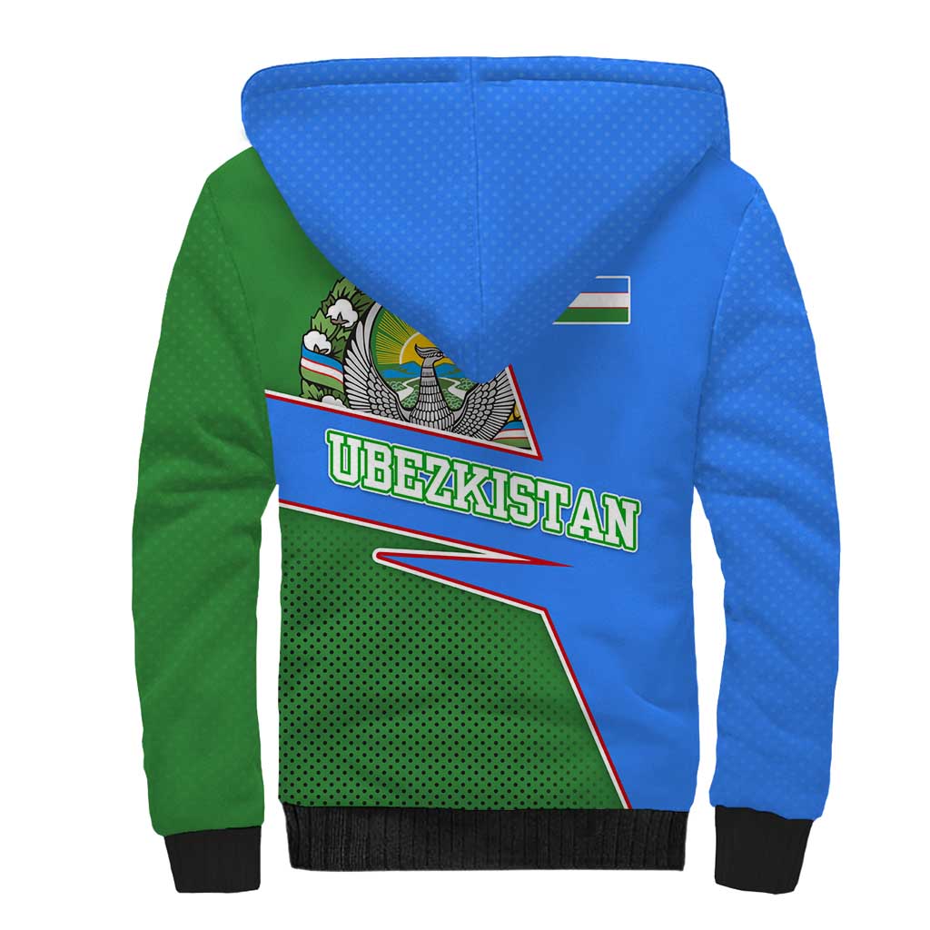 Uzbekistan Sherpa Hoodie with National Coat of Arms and Modern Gradient Design - Wonder Print Shop