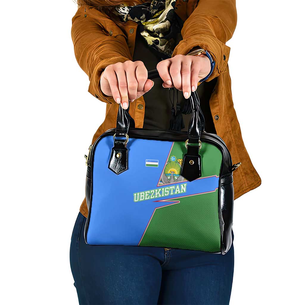 Uzbekistan Shoulder Handbag with National Coat of Arms and Modern Gradient Design - Wonder Print Shop