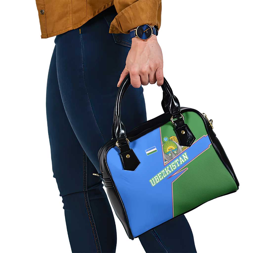 Uzbekistan Shoulder Handbag with National Coat of Arms and Modern Gradient Design - Wonder Print Shop
