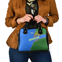 Uzbekistan Shoulder Handbag with National Coat of Arms and Modern Gradient Design - Wonder Print Shop