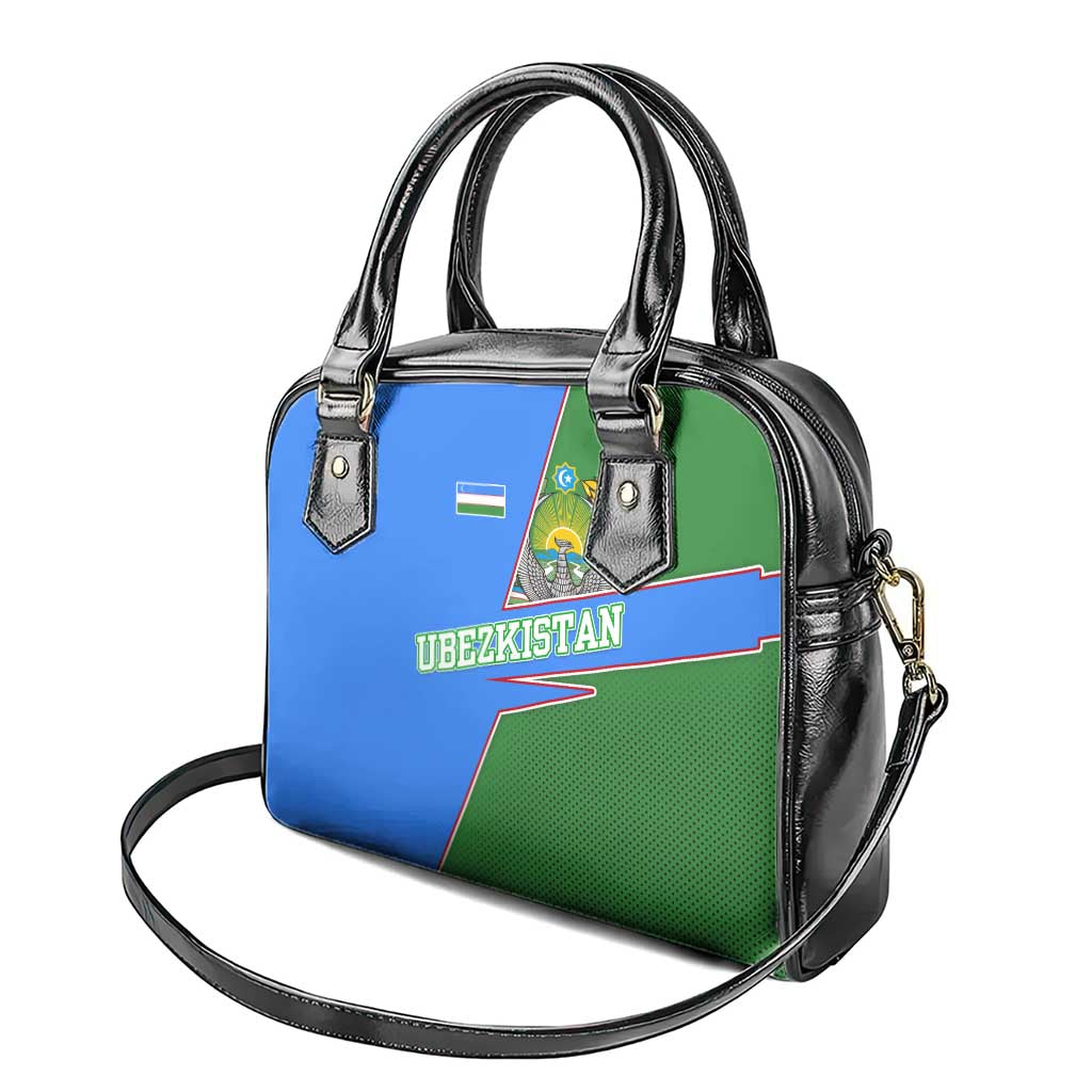 Uzbekistan Shoulder Handbag with National Coat of Arms and Modern Gradient Design - Wonder Print Shop