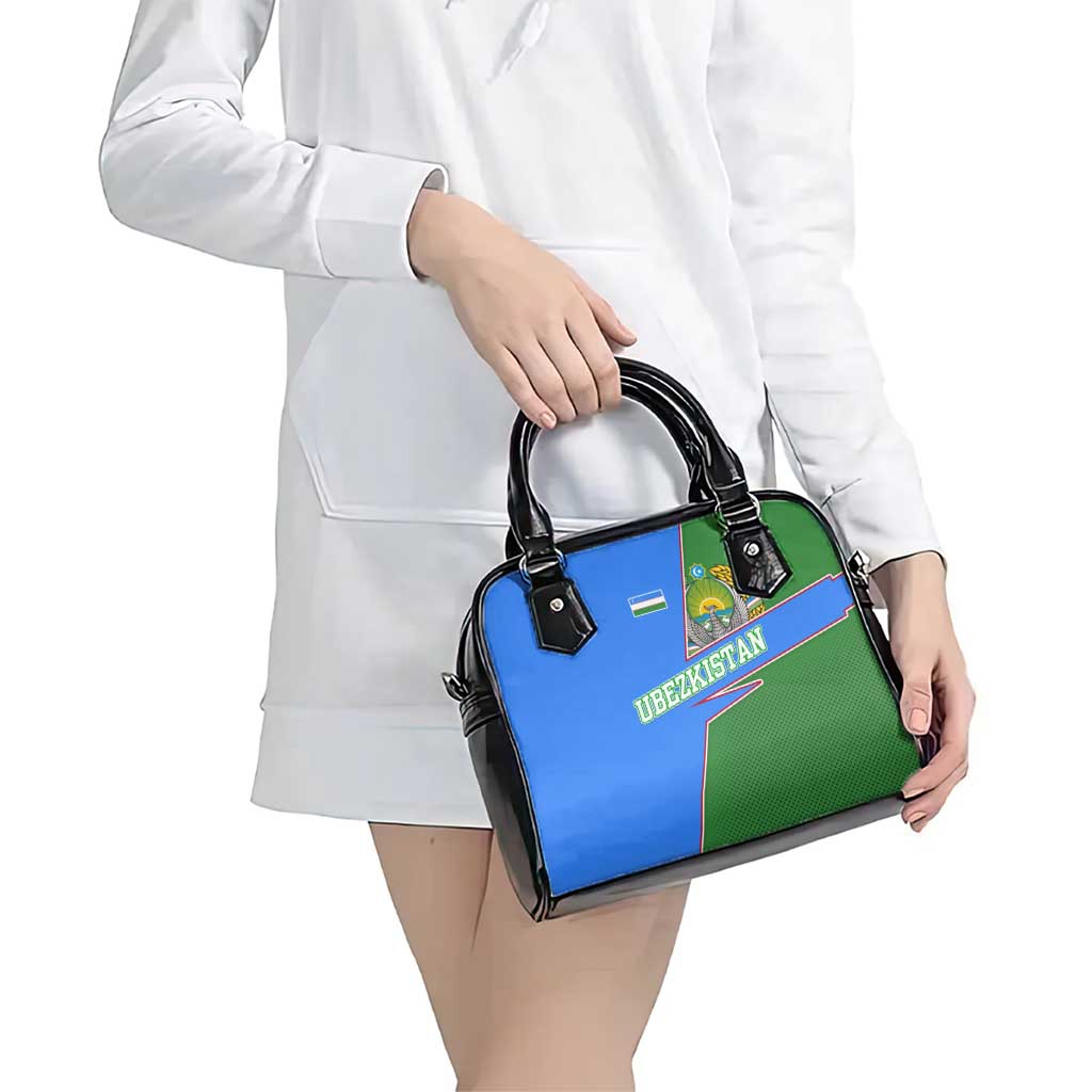 Uzbekistan Shoulder Handbag with National Coat of Arms and Modern Gradient Design - Wonder Print Shop