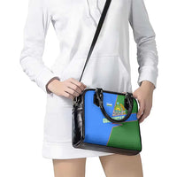 Uzbekistan Shoulder Handbag with National Coat of Arms and Modern Gradient Design - Wonder Print Shop