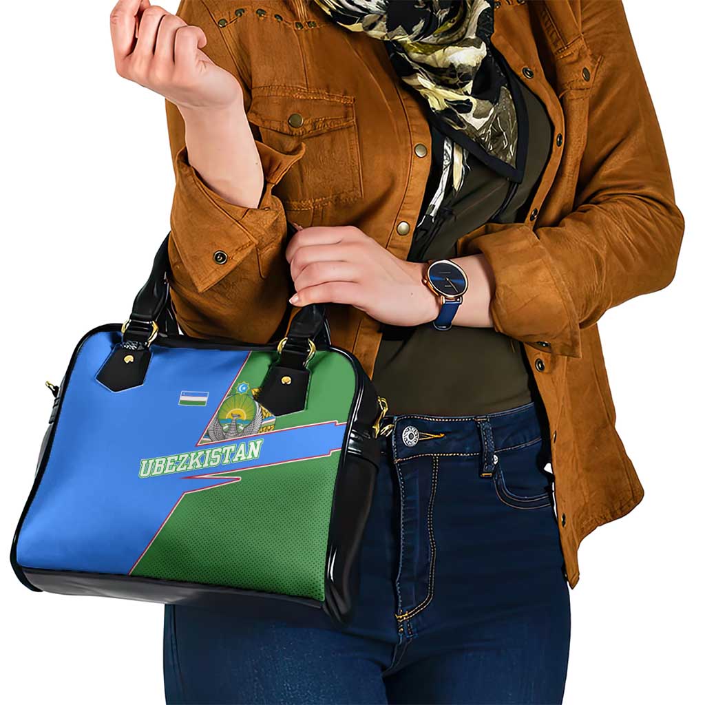 Uzbekistan Shoulder Handbag with National Coat of Arms and Modern Gradient Design - Wonder Print Shop