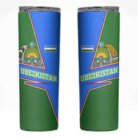 Uzbekistan Skinny Tumbler with National Coat of Arms and Modern Gradient Design - Wonder Print Shop