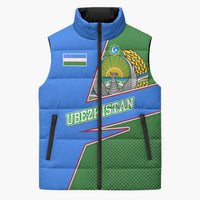 Uzbekistan Sleeveless Puffer Jacket with National Coat of Arms and Modern Gradient Design - Wonder Print Shop