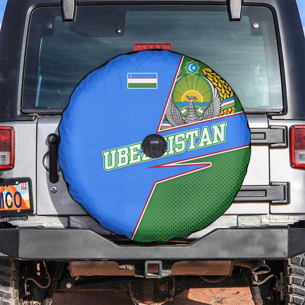Uzbekistan Spare Tire Cover with National Coat of Arms and Modern Gradient Design - Wonder Print Shop