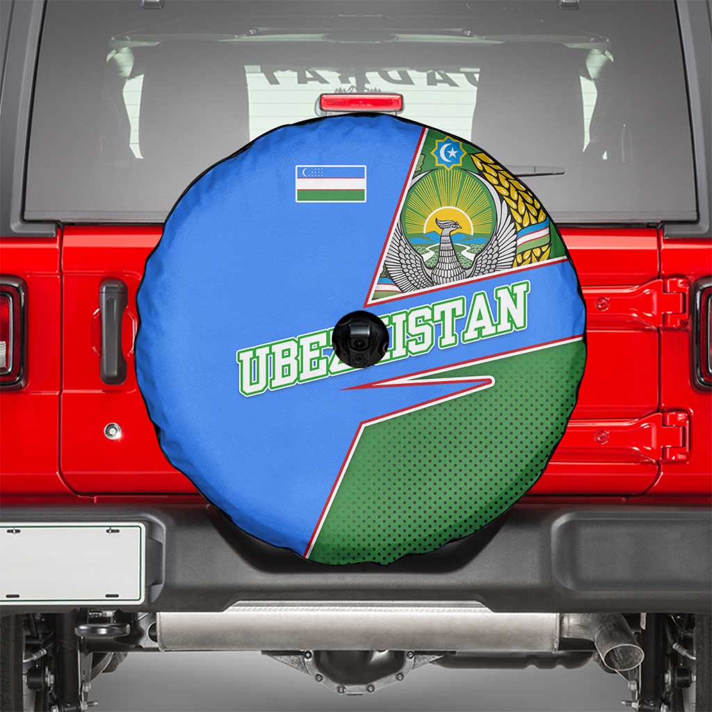 Uzbekistan Spare Tire Cover with National Coat of Arms and Modern Gradient Design - Wonder Print Shop